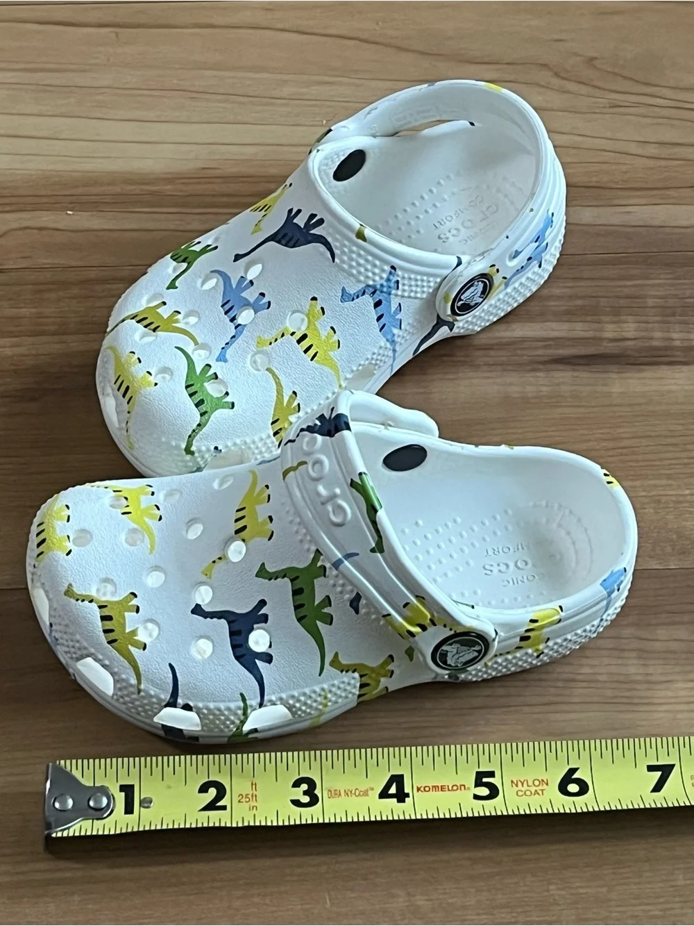 Crocs Kids Classic Dino Print Clogs White C9 Toddler Comfort Shoes